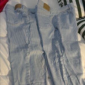 Blue and White Striped Pants